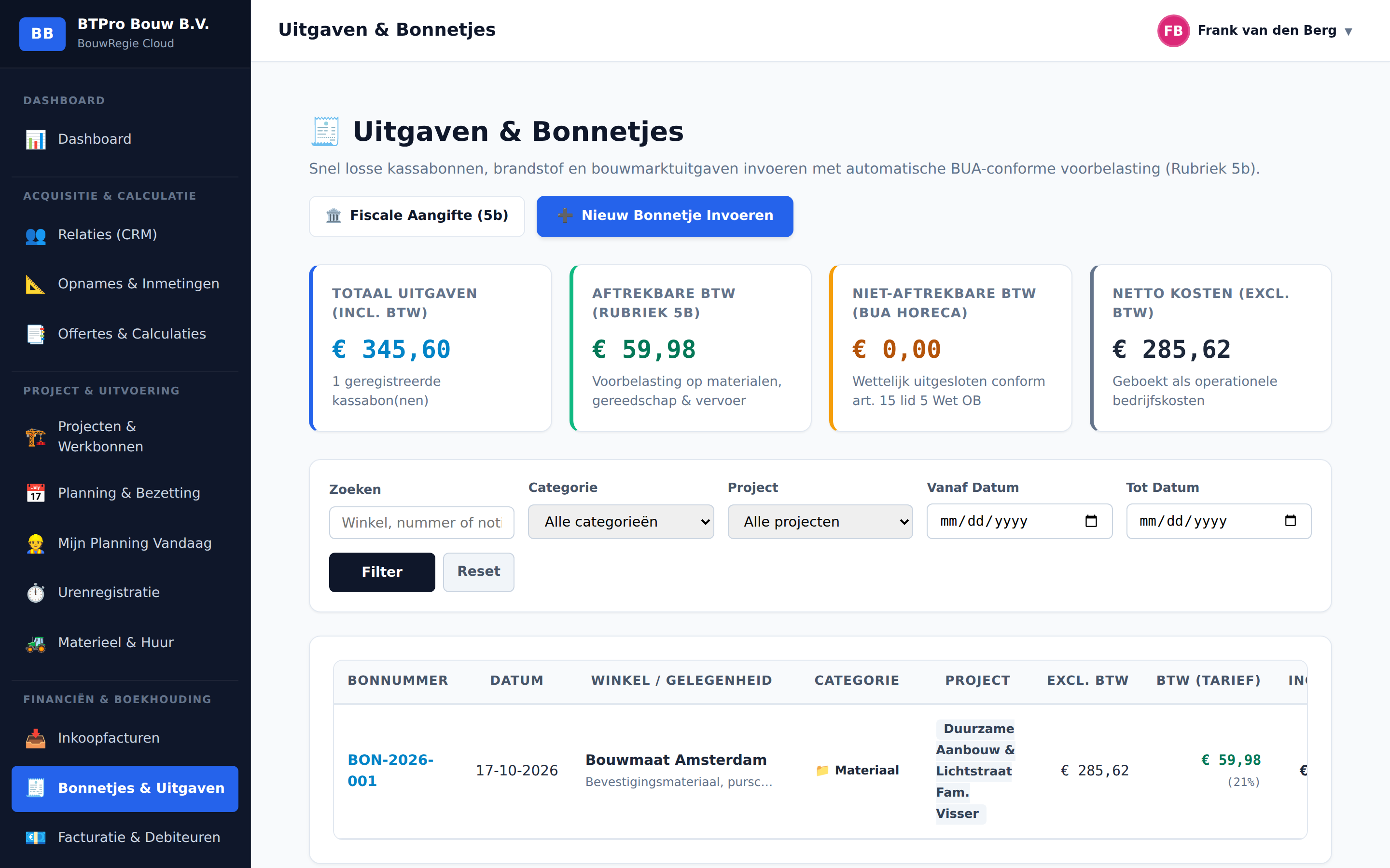 Bonnetjes & Uitgaven
