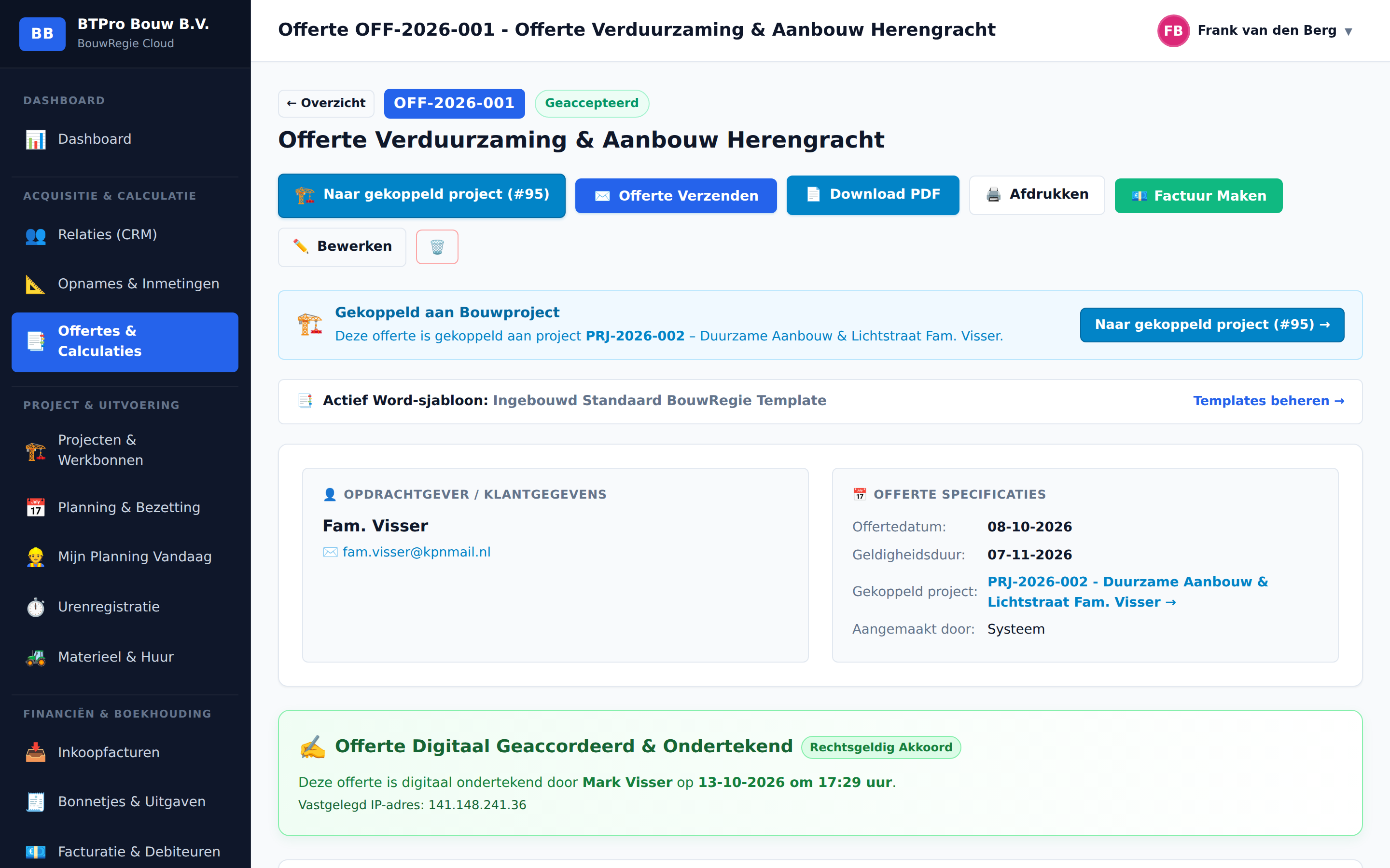 Offertecalculatie & Voorwaarden